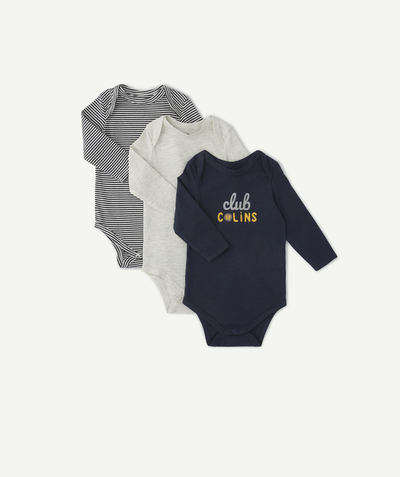 Newborn Boy radius - PACK OF THREE ORGANIC COTTON BODIES FOR BABIES WITH A CUDDLE CLUB MESSAGE