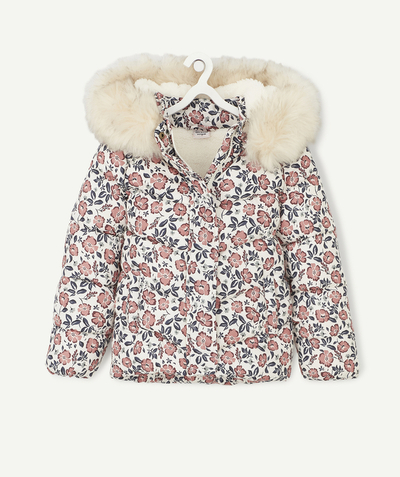 Nice and warm Tao Categories - GIRLS' FLORAL PRINT PADDED JACKET WITH RECYCLED PADDING