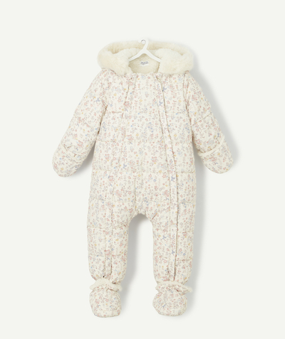 Baby-girl radius - BABIES' CREAM AND FLORAL ALL-IN-ONE IN RECYCLED PADDING