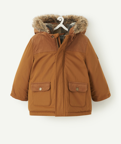 Nice and warm radius - BABY BOYS' HOODED CAMEL PARKA IN RECYCLED PADDING