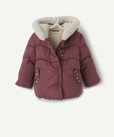 Nice and warm Tao Categories - PLUM AND FLORAL PADDED JACKET WITH RECYCLED PADDING