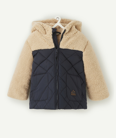 Coat - Padded Jacket - Jacket radius - BABY BOYS' SHERPA PADDED JACKET IN TWO MATERIALS WITH RECYCLED PADDING