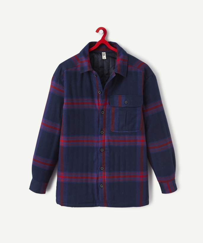 Back to school collection Sub radius in - BOYS' BLUE CHECKED COTTON OVERSHIRT