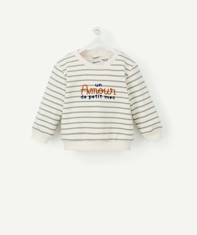 Pullovers - Cardigans radius - BABY BOYS' STRIPED SWEATSHIRT IN RECYCLED FIBRES WITH A MESSAGE