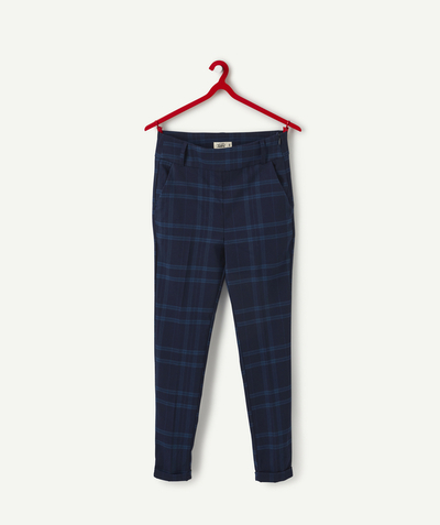 Trousers - Jeans Sub radius in - GIRLS' NAVY BLUE CHECK PRINT TREGGINGS