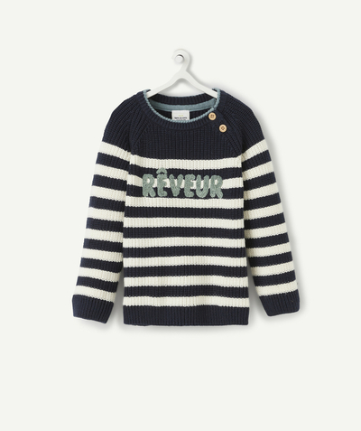 Original Days radius - BABY BOYS' STRIPED KNITTED JUMPER WITH A BOUCLE MESSAGE