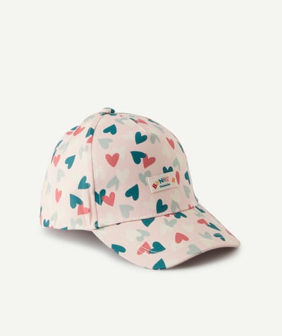 Back to school accessories radius - BABY GIRLS' PINK AND COLOURED HEART PRINT COTTON CAP