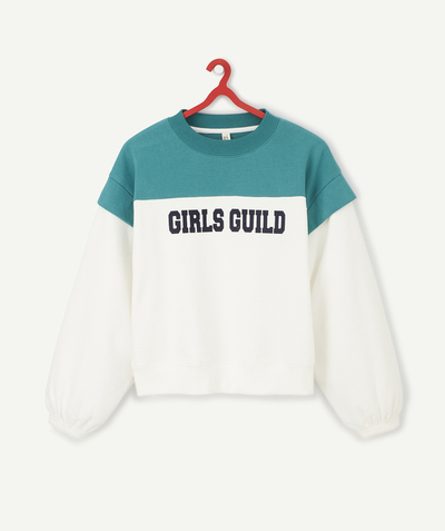 Girl radius - GIRLS' TWO-TONE GREEN AND WHITE SWEATSHIRT WITH A GIRLS GUILD MESSAGE
