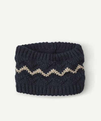 Girl radius - GIRLS' BLUE SNOOD IN RECYCLED FIBRES WITH A SPARKLING TRIM
