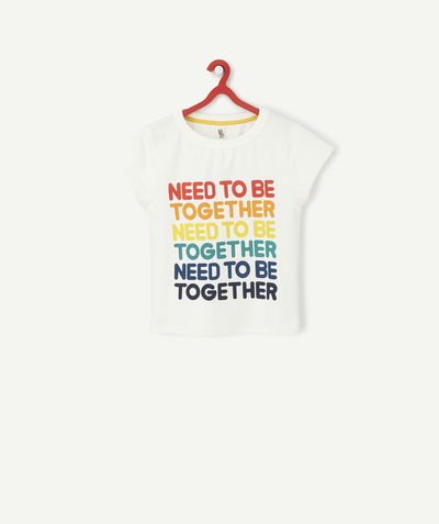 Tee-shirt radius - GIRLS' T-SHIRT IN ORGANIC COTTON WITH A COLOURFUL FLOCKED MESSAGE