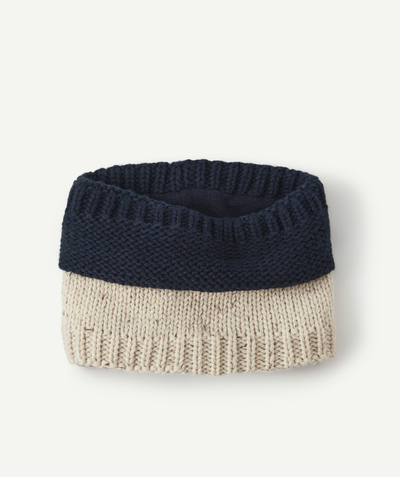 Nice and warm Tao Categories - BABY BOYS' GREY AND NAVY BLUE SNOOD IN RECYCLED FIBRES