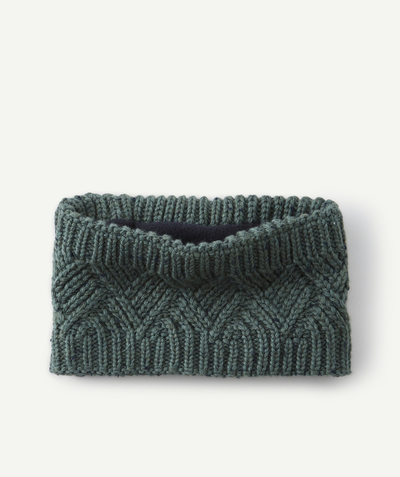 Nice and warm radius - BABY BOYS' KHAKI KNITTED SNOOD IN RECYCLED FIBRES