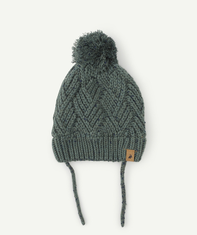Nice and warm radius - BABY BOYS' KHAKI KNITTED HAT IN RECYCLED FIBRES