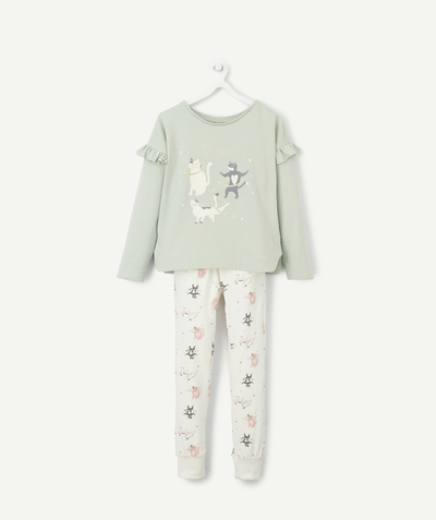 Girl radius - GIRLS' LONG-SLEEVED PYJAMAS WITH CATS AND FRILLY DETAILS