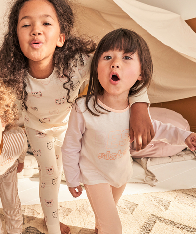 Sibling pajamas radius - GIRLS' PYJAMAS IN RECYCLED FIBERS WITH A BEST SISTER MESSAGE