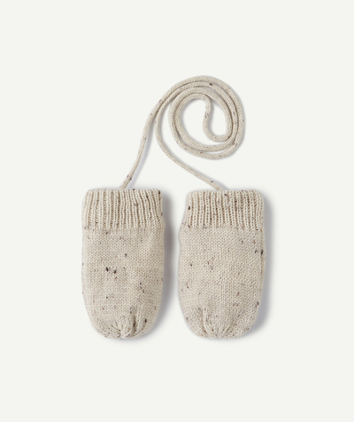 Nice and warm radius - BABY BOYS' BEIGE AND SPECKLED MITTENS IN RECYCLED FIBRES