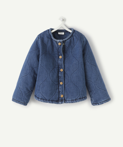 Pullover - Sweatshirt Tao Categories - BABY GIRLS' QUILTED BLUE LESS WATER DENIM LOOSE JACKET