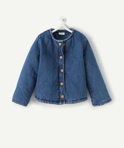 Back to school collection radius - BABY GIRLS' QUILTED BLUE LESS WATER DENIM LOOSE JACKET