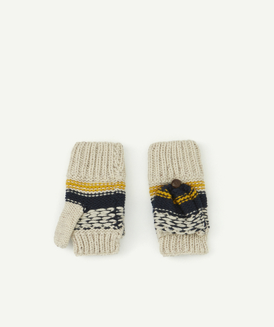 Nice and warm radius - BOYS' COLOURED MITTENS IN RECYCLED FIBRES WITH FINGER FLAPS