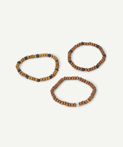Jewellery Tao Categories - SET OF THREE BOYS' BRACELETS WITH WOODEN BEADS