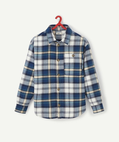 Teen girls' clothing Tao Categories - BOYS' BLUE AND WHITE CHECKED OVERSHIRT