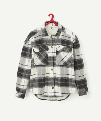 Ado FIlle Tao Categories - GIRLS' CHECKED AND SHERPA OVERSHIRT