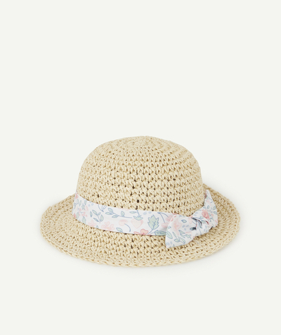 Beach collection radius - BABY GIRLS' STRAW HAT WITH A FLORAL BOW