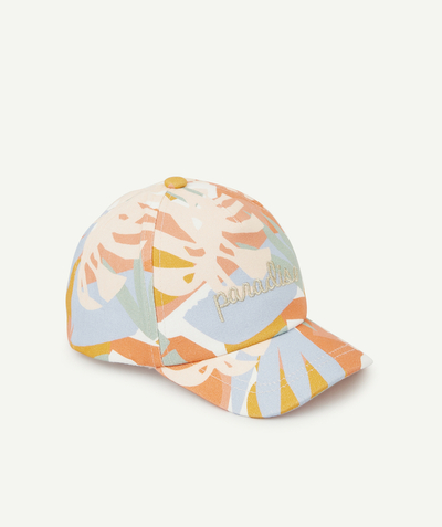 Beach collection radius - BABY GIRLS' CAP IN COTTON WITH A LEAF PRINT