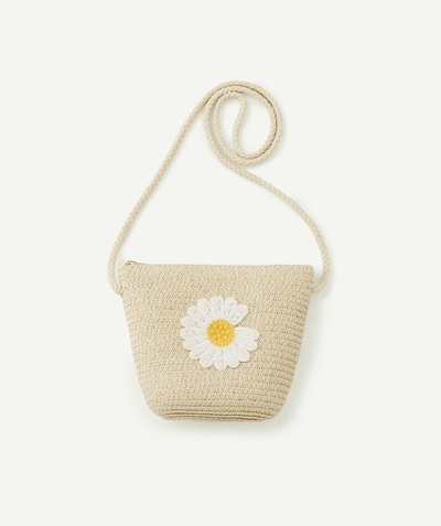 Bag Tao Categories - STRAW SHOULDER BAG WITH DAISY EMBROIDERY