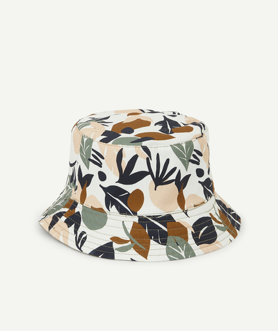 Gift ideas under 20€ Tao Categories - BOYS' REVERSIBLE COTTON BUCKET HAT IN KHAKI AND PRINTED FABRIC