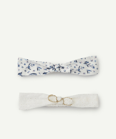Baby-girl radius - SET OF TWO BABY GIRLS' HAIRBANDS, BRODERIE ANGLAIS AND FLORAL