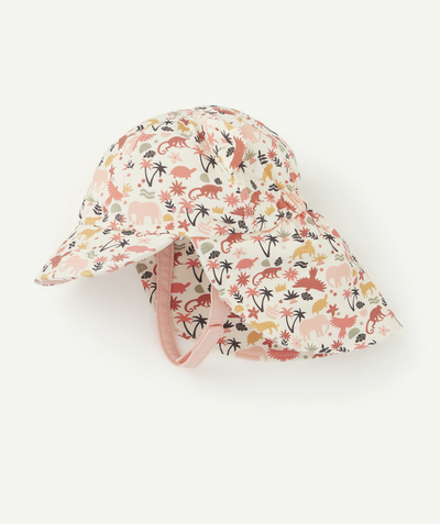 Beach collection radius - BABY GIRLS' BATHING CAP IN RECYCLED FIBRES WITH A SAVANNAH PRINT
