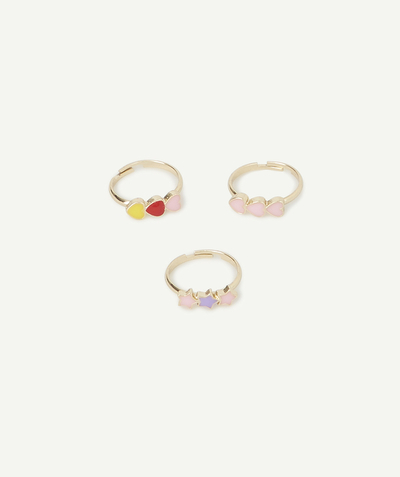 Jewellery Tao Categories - SET OF THREE GOLD-COLOURED RINGS WITH HEARTS AND STARS