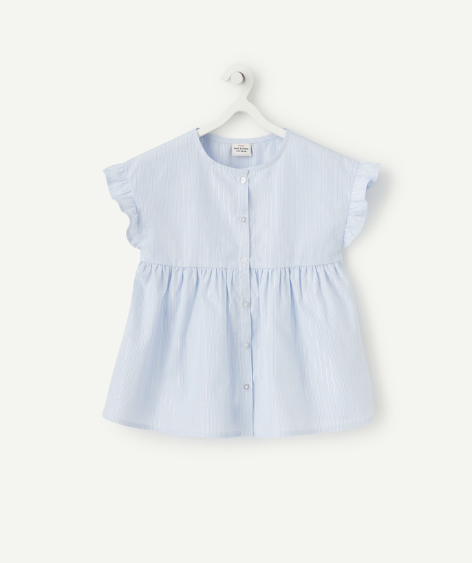 Special Occasion Collection radius - GIRLS' BLUE STRIPED BLOUSE WITH RUFFLES