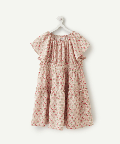 SETS radius - GIRLS' DRESS IN IN ECO-FRIENDLY VISCOSE WITH A FLORAL PRINT