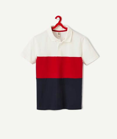 Back to school collection Sub radius in - BOYS' TRICOLOURED SHORT-SLEEVED POLO SHIRT