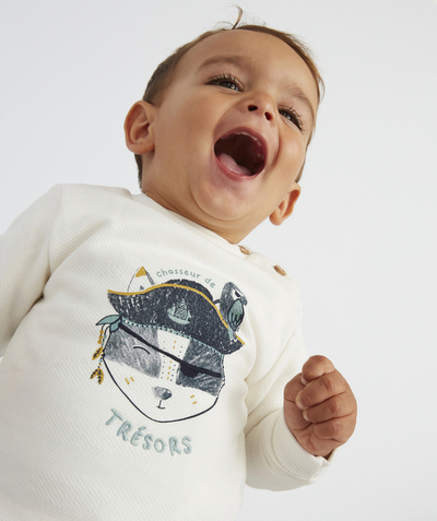 Back to school collection radius - BABY BOYS' WHITE SWEATSHIRT WITH A PIRATE DESIGN
