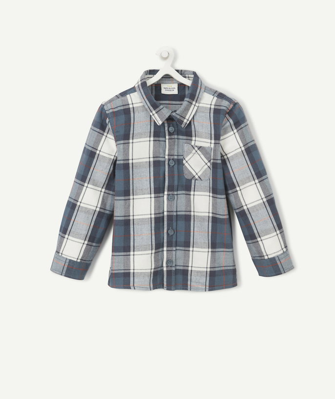 Back to school collection radius - BABY BOYS' BLUE AND GREY CHECKED COTTON SHIRT