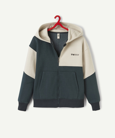 Boy radius - BOYS' ZIPPED TWO-TONE HOODED JACKET IN RECYCLED FIBRES