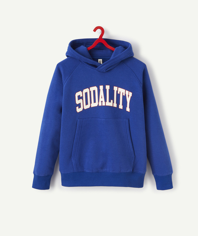 Teens Tao Categories - BOYS' ELECTRIC BLUE SWEATSHIRT WITH A SOLIDARITY MESSAGE
