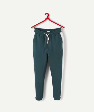 Low prices radius - BOYS' PINE GREEN JOGGING PANTS IN RECYCLED FIBRES WITH DECORATIVE BANDS