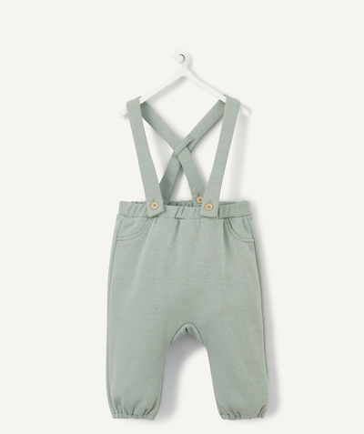 Baby-boy radius - GREEN HAREM PANTS IN RECYCLED FIBRES WITH REMOVABLE STRAPS