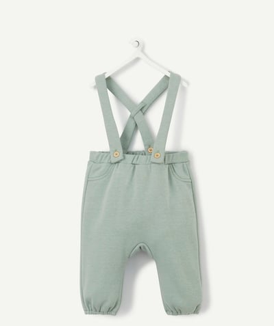 Newborn radius - GREEN HAREM PANTS IN RECYCLED FIBRES WITH REMOVABLE STRAPS