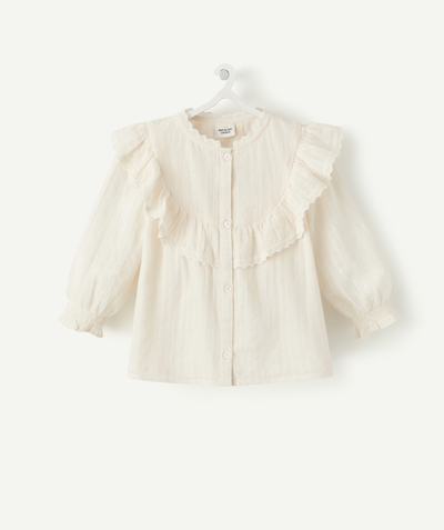 Shirt - Blouse radius - BABY GIRLS' PALE PINK SHIRT WITH FRILLS AND EMBROIDERY
