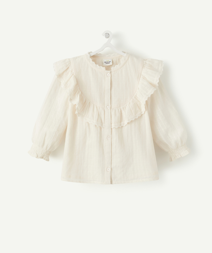 Baby-girl radius - BABY GIRLS' PALE PINK SHIRT WITH FRILLS AND EMBROIDERY