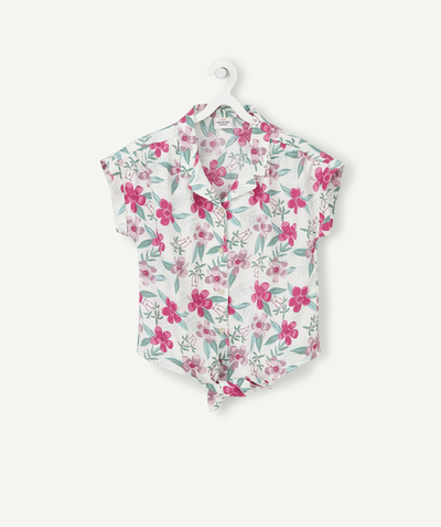 Girl radius - GIRLS' COTTON SHIRT WITH A FLORAL PRINT AND BOW