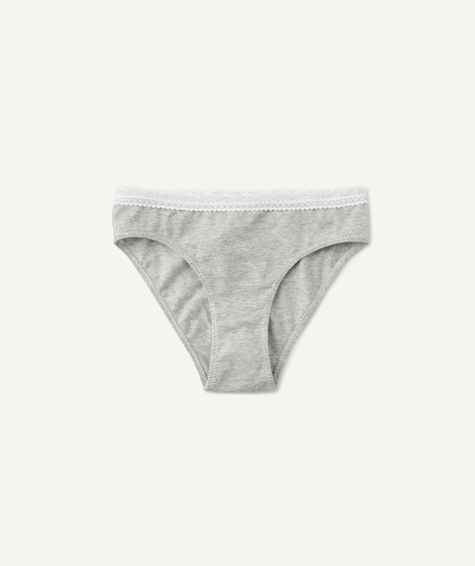DIM ® Sub radius in - - GREY COTTON STRETCH KNICKERS WITH LACE