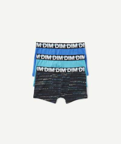 DIM ® Sub radius in - DIM® - PACK OF THREE PAIRS OF BLUE AND WHITE STRETCH COTTON BOXER SHORTS