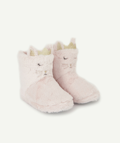Booties radius - HIGH-TOP PINK SLIPPERS WITH CAT DESIGNS