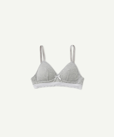 Teen girls' clothing Tao Categories - - GREY COTTON BRA WITH LACE
